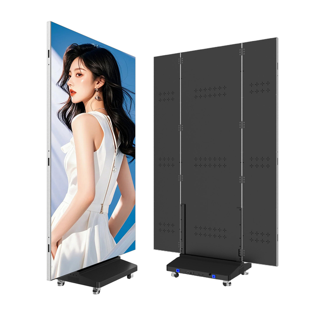 Double Side Display Seamless Splicing 3 Foldable Poster LED Display Screen P2.5 Floor Standing Advertising Screen Retail Store