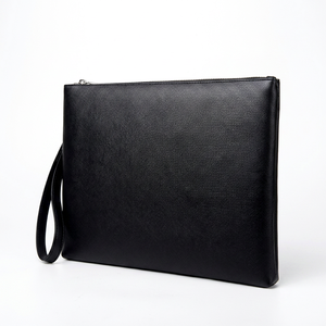 Bolso de Mano de Cuero Negro con Cierre de Cremallera, Estilo Casual - Product Image 1