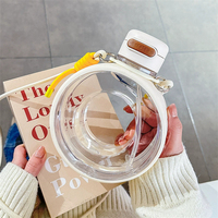 Gourde pour enfants Gym Sans BPA Plastique transparent 750ml Grande capacité Portable Sport Forme ronde Bouteille d'eau avec sangle