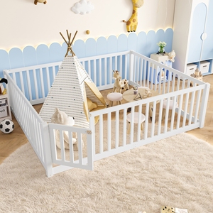 Corralito de Madera Blanco para Bebés con Puerta, Gran Área de Juego Segura para Niños Pequeños, Centro de Actividades Plegable para Guardería y Sala de Juegos - Product Image 1
