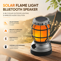 Enceinte solaire d'extérieur avec lumière flamme, Bluetooth, rechargeable, lampe de camping et de jardin