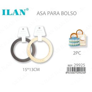 Manici Rotondi in Legno Ilan 15x13 Cm 2 Pezzi per Realizzazione Borse - Product Image 3