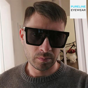 Gafas de Sol Unisex de Lujo a la Moda, Diseño <span class=keywords><strong>para</strong></span> <span class=keywords><strong>Hombre</strong></span>, Montura Grande de Acetato, <span class=keywords><strong>Lentes</strong></span> Polarizadas con Parte Superior Plana, Logotipo Personalizado, Venta al Por Mayor - Product Image 1