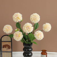 Fleurs de dahlia en soie haut de gamme, faites à la main, modernes, réalistes et hydratantes, à double tête, branche unique, pour salon et table à manger
