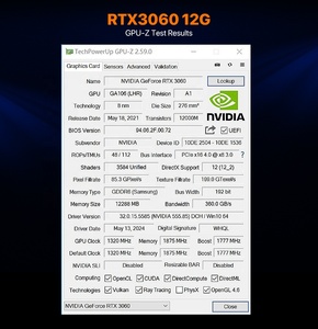 การ์ดจอราคาประหยัด Geforce RTX 3060 12GB สำหรับพีซี GPU RTX 3060 GDDR6 192-bit 8-pin - Product Image 4