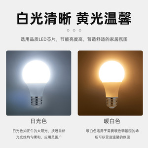 หลอดไฟ LED A60 E27 220V หลอดประหยัดพลังงาน ไฟส่องสว่างภายในบ้าน ฐานอลูมิเนียมเคลือบพลาสติก - Product Image 4