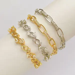 wholesale gold plated charm bracelet chain elastic women me beads for bracelet making