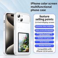 Coque de téléphone portable antichoc en TPU+PU au design de luxe NFC DIY, compatible avec les modèles 17/16/15/14 Pro Max, avec écran E-Ink multifonctionnel