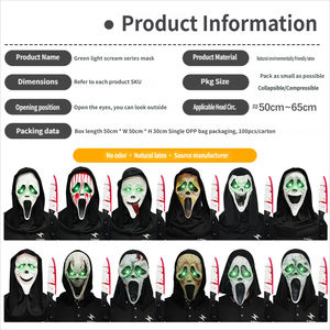 Masque de <span class=keywords><strong>film</strong></span> d'horreur Scream, Green Light, <span class=keywords><strong>Ghost</strong></span> <span class=keywords><strong>Face</strong></span>, pour bal masqué, fête d'Halloween, accessoires de blague - Product Image 4