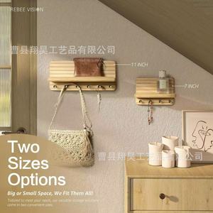 Wooden Entryway Key Rack With <b>Hooks</b> Wall Mounted Solid <b>Wood</b> Bag Organizer For Mail And <b>Coat</b> Storage - Product Image 4