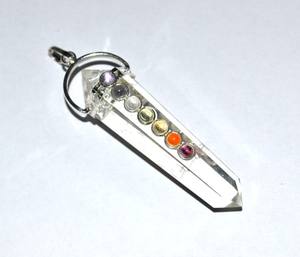 จี้จักระสองจุดแกะสลักด้วยมือ100% คริสตัลธรรมชาติควอตซ์อาเกตอัญมณีสไตล์อินเดียแกะสลักด้วยความรัก - Product Image 1