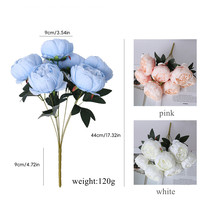 Bouquet de 7 fleurs artificielles en soie de pivoine violette pour la décoration de mariage, la fête des mères, Pâques, Noël, la Saint-Valentin