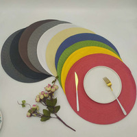 Tapis de table rond en PP tissé en gros Coussin résistant à la chaleur de couleur unie pour bol de tasse Décoration de table simple