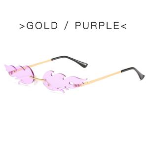 Gafas de sol individuales con forma de llama para mujer, deslumbrantes, sin montura, con diseño de fuego y efecto océano - Product Image 5