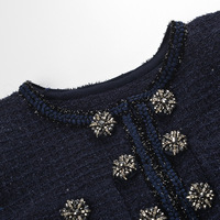 2025 automne hiver Socialite Style élégant mode col rond manches longues double boutonnage coupe ajustée longue robe