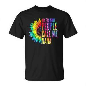 T-shirt unisexe pour adulte à col rond et manches courtes avec impression numérique « My Favorite People Call Me Nana Sunflower Tie Dye » - Product Image 2