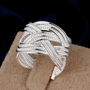 Anello Geometrico alla Moda T0630, Placcato in Argento 925, Gioiello Unisex Moderno da Regalo - Product Image 1