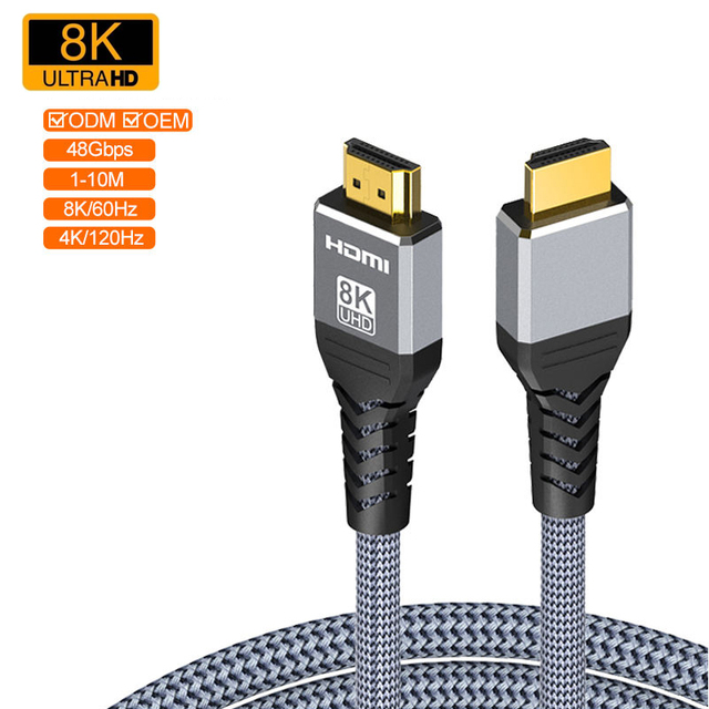 48gbps Premium Gold-Plated Pvc HDMI 2.1 Cable Dynamic Hdr Earc Compatible 8k/60hz HDMI Cable for Ps5 Gaming Monitor