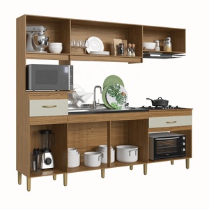 Mueble de Cocina Moderno Decibel DB-CO2624 NC CLARA, 6 Puertas, 2 Cajones, Compacto, de Madera, Aglomerado, Natural/Cristal - Product Image 2