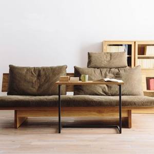 Solid Wood <b>Sofa</b> Wabi Sabi Style Minimalist Design Upholstered Foam Filling Straight Shape <b>For</b> Living Room - Product Image 4