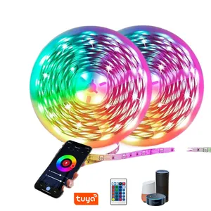 Wifi smart power tv backlight 5m 10m IR Remote Alexa Tuya app wireless Control Color Changing RGB SMD5050 300 LED Strip Light