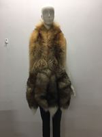 YR852A luxe véritable fourrure de renard roux châle peau entière couleur naturelle Cape d'hiver avec queues