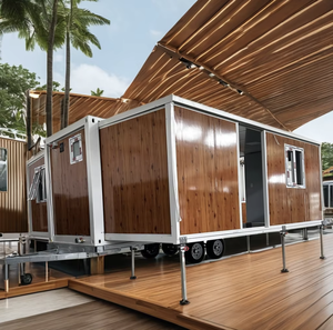 Maison conteneur extensible de 20 pieds au standard australien Roues Luxe Design européen Bureau préfabriqué 2 villas en acier à panneau sandwich - Product Image 1