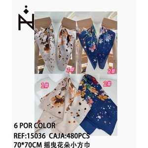 Foulard Quadrato Mini Floreale 70x70Cm in Stile Seta Stampata per Donna Accessorio di Moda - Product Image 1