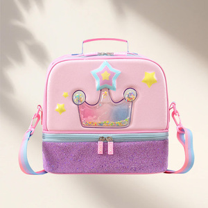 Sac à déjeuner isotherme pour enfants motif astronaute de dessin animé, double compartiment, sac à bandoulière et à main pour tout-petits - Product Image 5