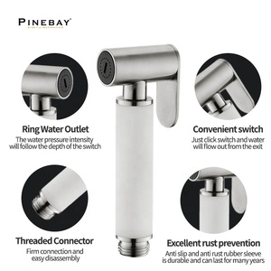 PINEBAY Новое поступление, аксессуары для ванной комнаты SUS304 Douche ручной унитаз биде с угловым клапаном - Product Image 3