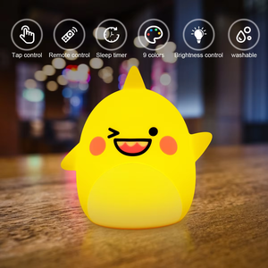 Luz nocturna para bebé, lámpara de noche de pez tiburón, Control remoto, LED RGB, colorido, brillante, lindo, silicona suave, juguetes para niños - Product Image 2