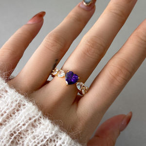 Bagues en Zircon Cubique en Forme de Cœur, Pierres Précieuses de Guérison, Vente Chaude en Gros d'Usine, Idéales pour Cadeau - Product Image 4