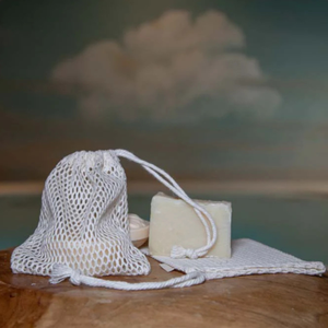 Sac en maille de coton Poppy 12x14 cm, outil exfoliant pour le visage et le corps - Product Image 1