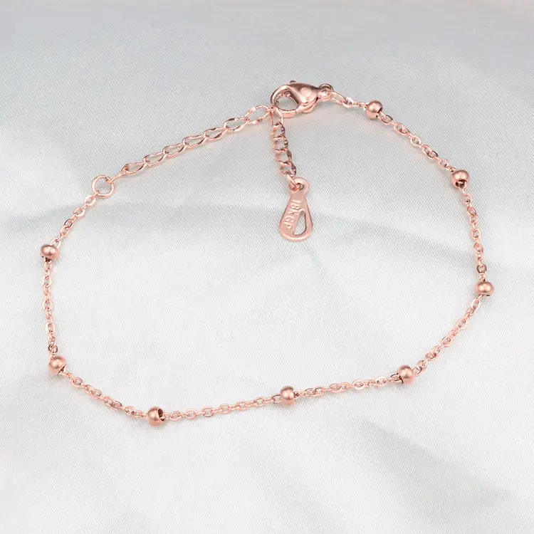 Beads Anklets Women Fashion Jewelry Rose Gold Plated Stainless Steel Anklet Ankle Bead Bracelet