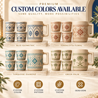 Ensemble de tasses en céramique de qualité supérieure avec un design géométrique élégant gravé au laser, ensemble de tasses à café en céramique en gros