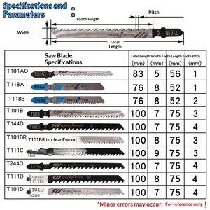 Lames de <span class=keywords><strong>scie</strong></span> sauteuse SUBORUI T118 T101 T144 T244 HCS, lot de 10 lames de <span class=keywords><strong>scie</strong></span> sauteuse à tige en T pour la coupe du bois, du métal et de l'aluminium - Product Image 4