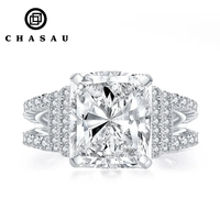 Énorme diamant 6ct coussin taille blanc CZ zircon cubique 925 bague Solitaire en argent Sterling pour les femmes fiançailles de mariage