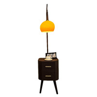 Lampadaire LED intelligent de style Mid-Century Modern avec étagère de rangement intégrée et lumière d'ambiance pour salon, chambre, canapé et chevet