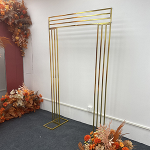 Glänzender Metall-Goldüberzug Outdoor-Ballonständer Hintergrund Wiederverwendbarer Kunstblumen-Rahmen Hochzeits-Quadratbogen Kulisse - Product Image 3