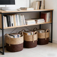 Paniers de rangement personnalisables en fibre végétale tressée à la main, écologiques, de haute qualité, avec poignée, multi-usages, grande taille, forme ovale moderne