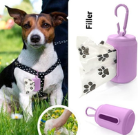 Porte-sac à déjections canines pour laisse, léger et portable, en PVC, distributeur de sacs à déjections canines avec attache pour laisse, taille M