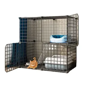 Home Animal Pet Playpen DIY Flip Top Metal Bird Rabbit Guinea Pigs Cage Chicken Coop Multifunctional Crate Houses Button Plastic