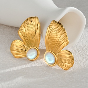 Custom 18K Gold Plated <strong>Stainless</strong> <strong>Steel</strong> Waterdrop Flower Butterfly Earrings Non-Tarnish Women's Hypoallergenic Fashion <strong>Jewelry</strong> - Product Image 2