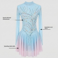 Robe de danse pour patinage artistique pour femmes et filles, tenue de performance pour patinage sur glace, costumes de ballet avec strass pour compétition