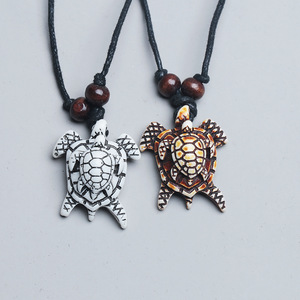 <span class=keywords><strong>Collier</strong></span> d'amitié rétro en corde tressée extensible avec pendentif tortue mère et enfant, style hip-hop cool pour les soirées en boîte de nuit - Product Image 4