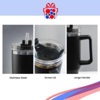 Tasses d'extérieur Tasse thermos à café de voyage Tasse en acier inoxydable 40oz Gobelet de voyage isolé avec poignée et couvercle Design moderne