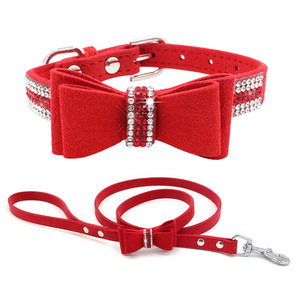 Kerah anjing unik lembut kompetitif keluaran baru dengan dasi kupu-kupu berlian imitasi berkilau - Product Image 6