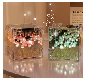 Caja de Tulipanes Romántica, Lámpara Nocturna LED Hecha a Mano, Paquete de Materiales para DIY, Cubo Mágico de Tulipanes, Lámpara de Mesa - Product Image 4