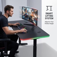 Bureau électrique réglable en hauteur AOR moderne en métal avec double éclairage LED, 3 réglages de mémoire, mobilier de bureau sain pour la maison et le bureau, direct usine