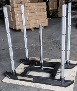 Traîneau de musculation chromé robuste, traîneau à faible friction avec sangles de traction et crochets, traîneau de vitesse commercial pour entraînement fonctionnel - Product Image 1